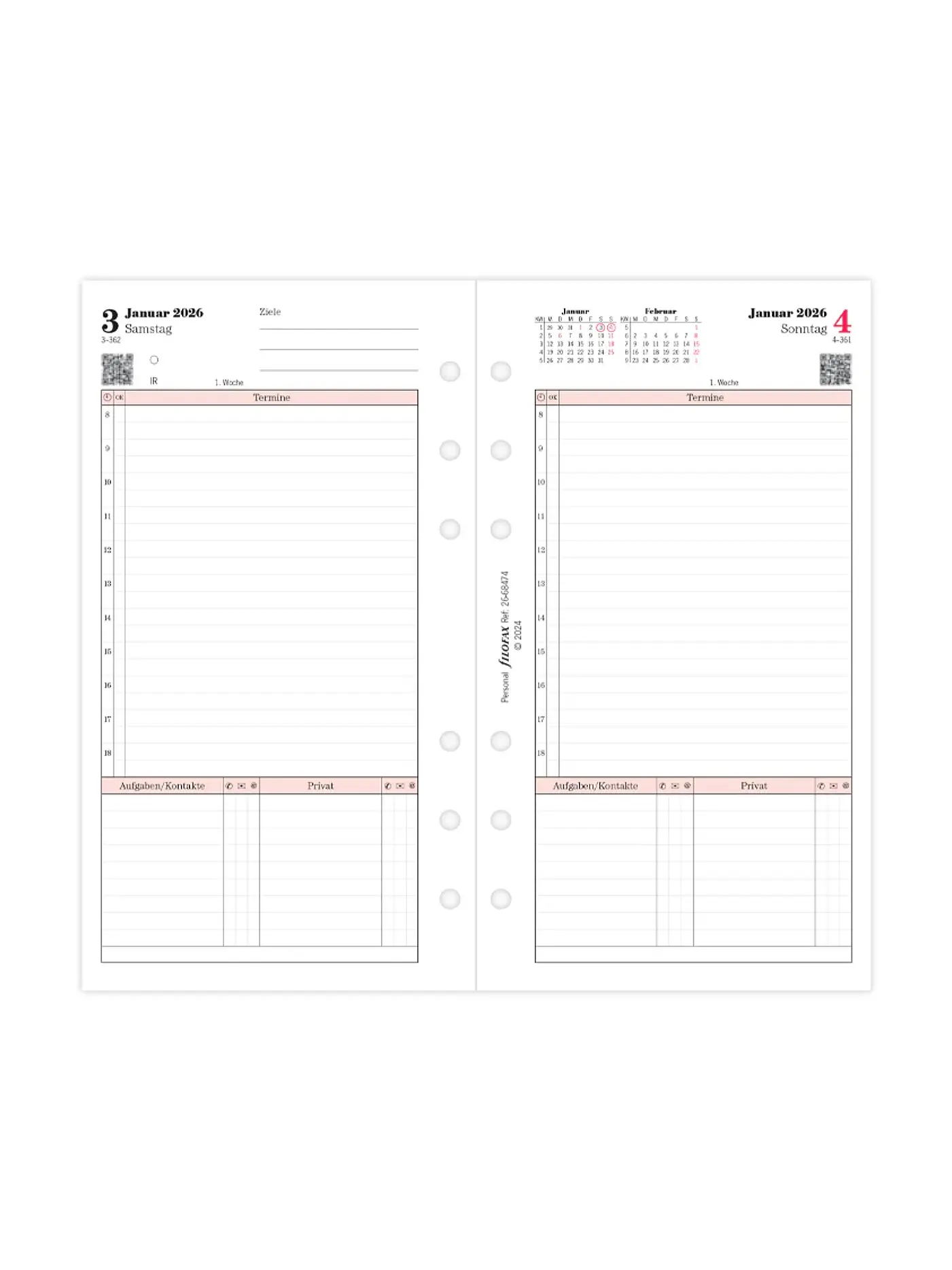 FILOFAX | Kalendereinlage Tag Professional Deutsch Personal 2026 | 